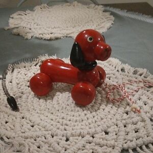 Rare 1970's Kouvalias Wooden Dog Pull Toy